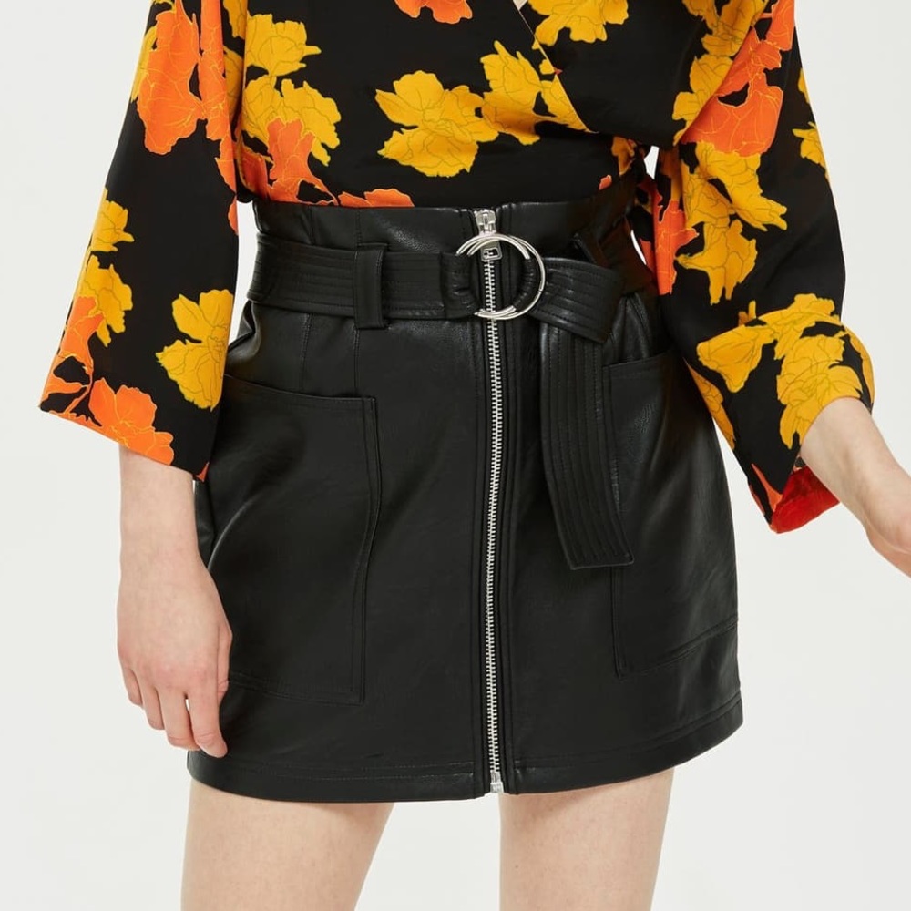 Topshop Faux Leather Mini Skirt
